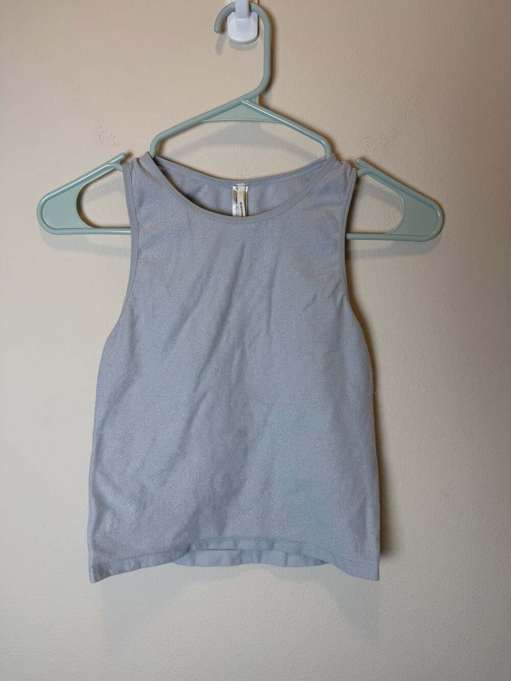by Anthropologie Tank Top Size L/XL Light Blue Metallic Shimmer